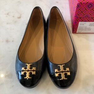 Tory Burch Everly Ballet Leather Flats Black size 8.5